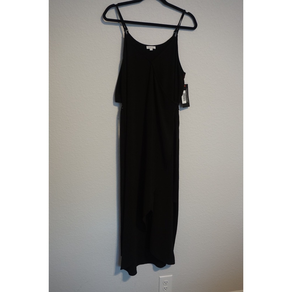Olivia Grey Women's Sleeveless Strap Wrap Dress Large Black Polyester Blend NWT